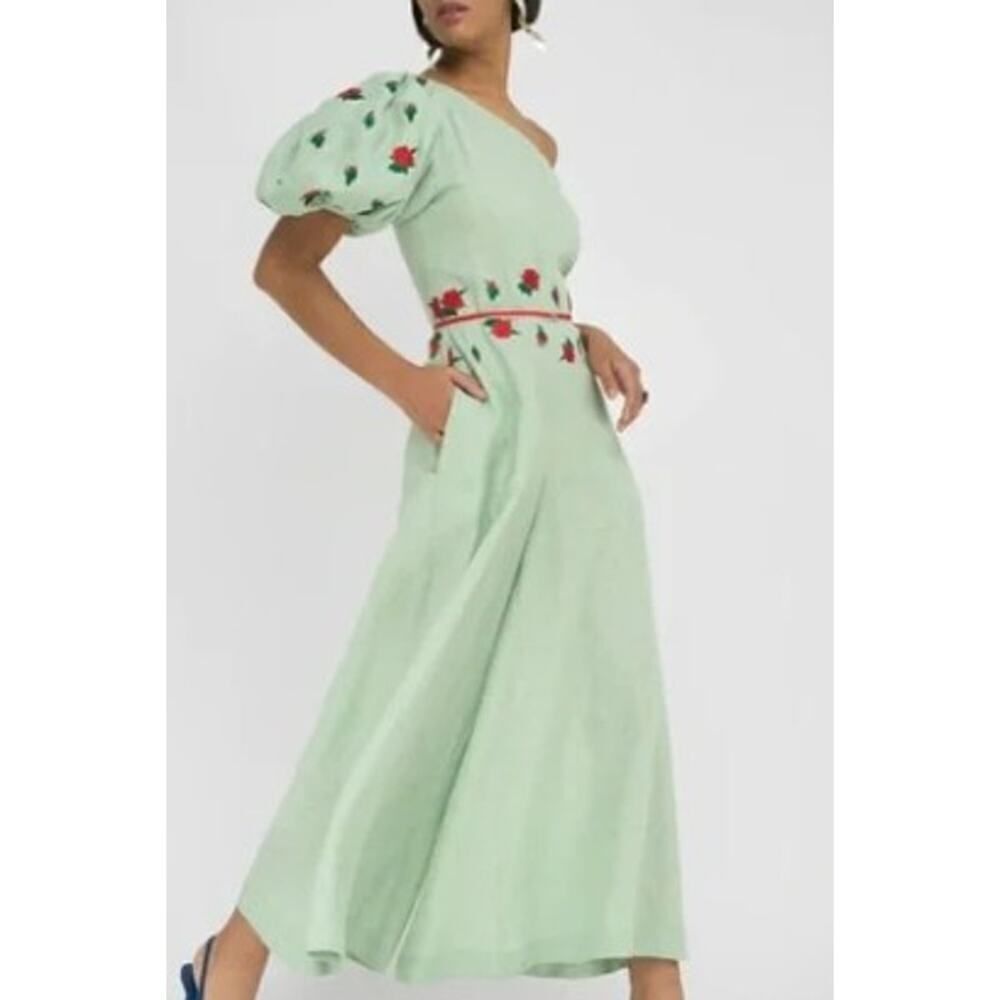 Fanm Mon Datcha Linen Mint Green Jumpsuit Sz. S